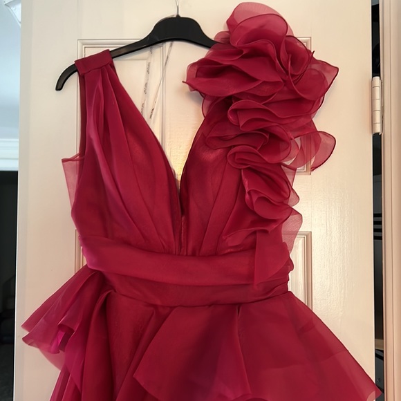 Custom fuchsia gown. Fits like a 6/8. - Picture 3 of 8